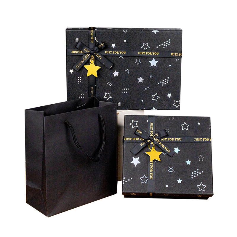 Packaging - Black Star Gift Box With Ribbon